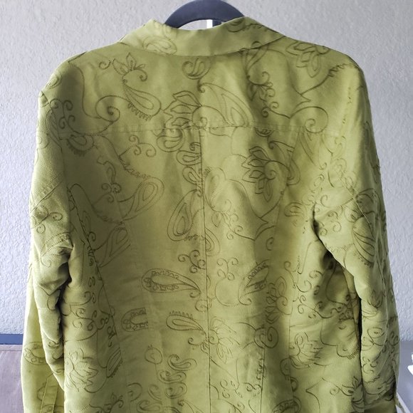 Chico's Buttoned Jacket Paisley-Stitched Design Sz 2 - Picture 3 of 5